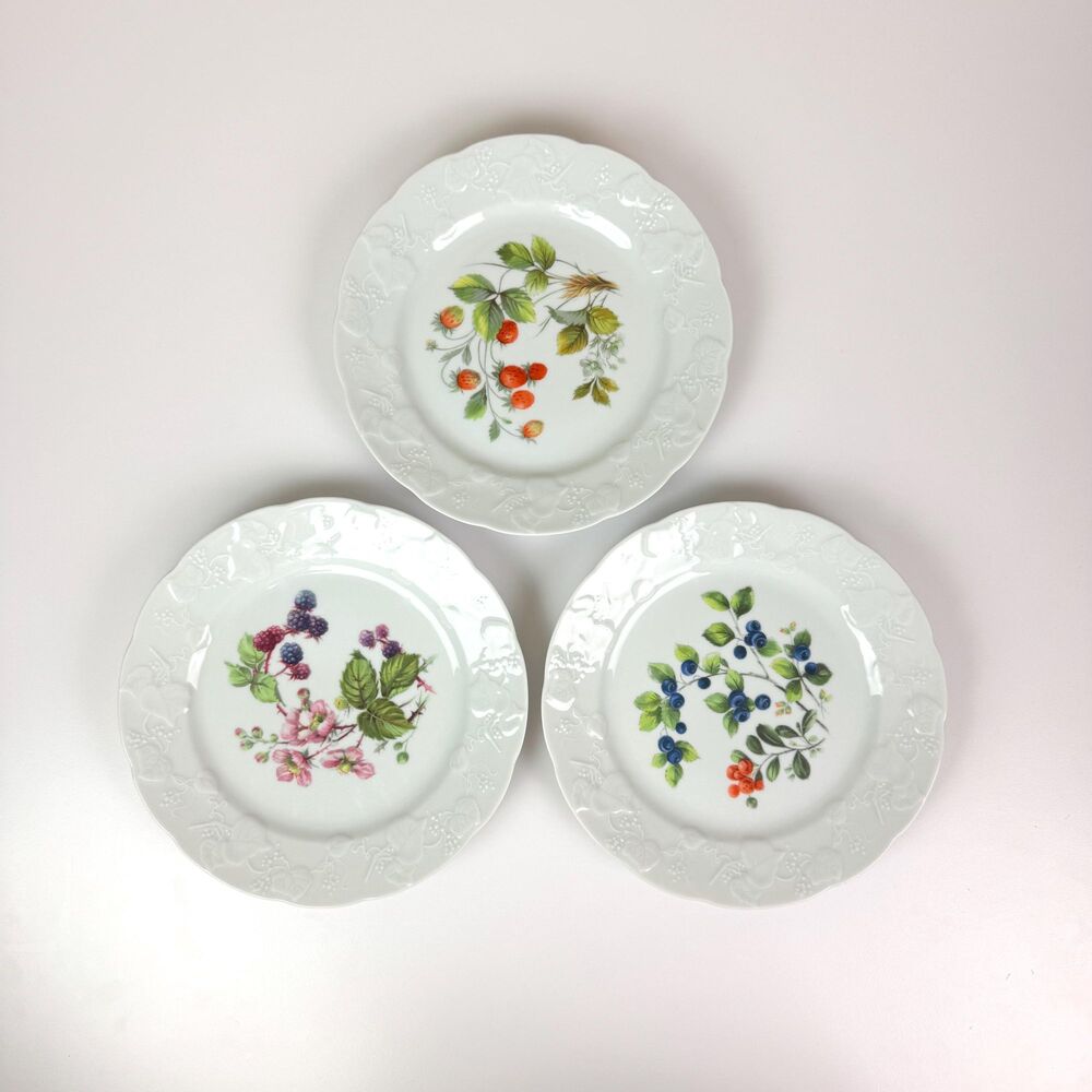 Vintage Dansk Lierre Sauvage Ivy Berries Porcelain Salad Dessert Plates Set of 3
